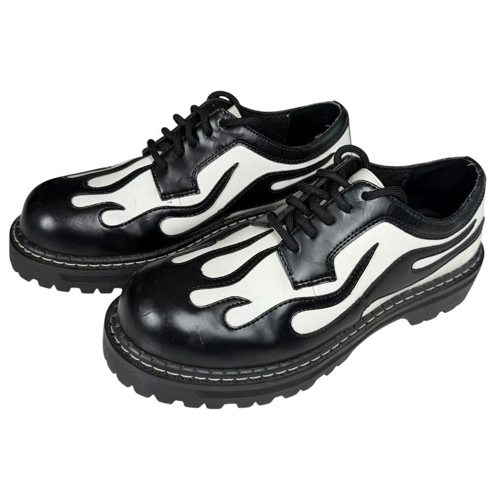 SKECHERS Platform Shoes 10 Flame Vintage 90's Rocker Punk Creepers Leather Rare
